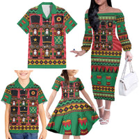 Black Nutcrackers Family Matching Off The Shoulder Long Sleeve Dress and Hawaiian Shirt Afro Christmas - Wonder Print Shop