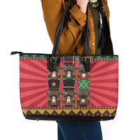 Black Nutcrackers Leather Tote Bag Afro Christmas - Wonder Print Shop