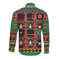 Black Nutcrackers Long Sleeve Button Shirt Afro Christmas - Wonder Print Shop