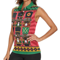 Black Nutcrackers Women Sleeveless Polo Shirt Afro Christmas - Wonder Print Shop