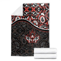 Canada Day Blanket Haida Maple Leaf Style Tattoo Black