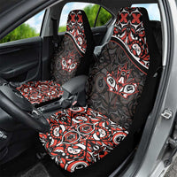 Canada Day Car Seat Cover Haida Maple Leaf Style Tattoo Black
