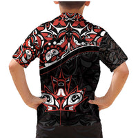 Canada Day Family Matching Mermaid Dress and Hawaiian Shirt Haida Maple Leaf Style Tattoo Black