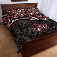 Canada Day Quilt Bed Set Haida Maple Leaf Style Tattoo Black - Wonder Print Shop
