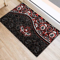 Canada Day Rubber Doormat Haida Maple Leaf Style Tattoo Black - Wonder Print Shop