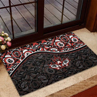 Canada Day Rubber Doormat Haida Maple Leaf Style Tattoo Black - Wonder Print Shop