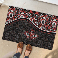 Canada Day Rubber Doormat Haida Maple Leaf Style Tattoo Black - Wonder Print Shop