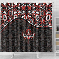 Canada Day Shower Curtain Haida Maple Leaf Style Tattoo Black - Wonder Print Shop