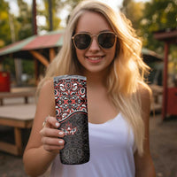 Canada Day Skinny Tumbler Haida Maple Leaf Style Tattoo Black