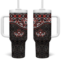 Canada Day Tumbler With Handle Haida Maple Leaf Style Tattoo Black