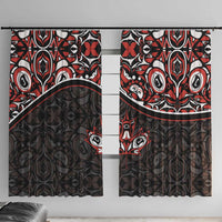 Canada Day Window Curtain Haida Maple Leaf Style Tattoo Black - Wonder Print Shop