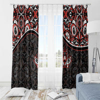 Canada Day Window Curtain Haida Maple Leaf Style Tattoo Black - Wonder Print Shop