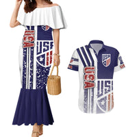 USA Soccer Couples Matching Mermaid Dress and Hawaiian Shirt The Stars and Stripes Football - Road To Champion