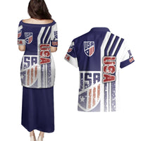 USA Soccer Couples Matching Puletasi and Hawaiian Shirt The Stars and Stripes Football - Road To Champion