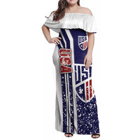USA Soccer Family Matching Off Shoulder Maxi Dress and Hawaiian Shirt The Stars and Stripes Football - Road To Champion