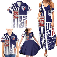 USA Soccer Family Matching Summer Maxi Dress and Hawaiian Shirt The Stars and Stripes Football - Road To Champion