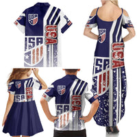 USA Soccer Family Matching Summer Maxi Dress and Hawaiian Shirt The Stars and Stripes Football - Road To Champion