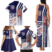 USA Soccer Family Matching Tank Maxi Dress and Hawaiian Shirt The Stars and Stripes Football - Road To Champion