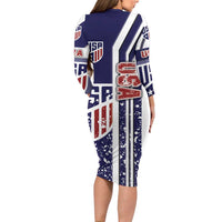 USA Soccer Long Sleeve Bodycon Dress The Stars and Stripes Football - Road To Champion - Wonder Print Shop