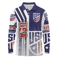 USA Soccer Long Sleeve Polo Shirt The Stars and Stripes Football - Road To Champion - Wonder Print Shop