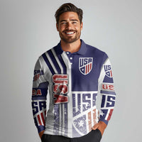 USA Soccer Long Sleeve Polo Shirt The Stars and Stripes Football - Road To Champion - Wonder Print Shop