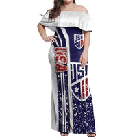 USA Soccer Off Shoulder Maxi Dress The Stars and Stripes Football - Road To Champion - Wonder Print Shop