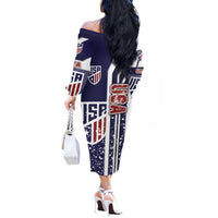 USA Soccer Off The Shoulder Long Sleeve Dress The Stars and Stripes Football - Road To Champion - Wonder Print Shop