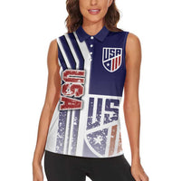 USA Soccer Women Sleeveless Polo Shirt The Stars and Stripes Football - Road To Champion - Wonder Print Shop