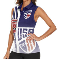 USA Soccer Women Sleeveless Polo Shirt The Stars and Stripes Football - Road To Champion - Wonder Print Shop