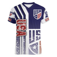 USA Soccer Women V-Neck T-Shirt The Stars and Stripes Football - Road To Champion - Wonder Print Shop