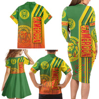 Cameroon Football Family Matching Long Sleeve Bodycon Dress and Hawaiian Shirt Indomitable Lions Soccer - Road To Champion