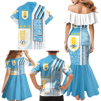 Uruguay Football Family Matching Mermaid Dress and Hawaiian Shirt Sky Blue Soccer - Road To Champion