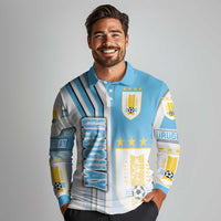 Uruguay Football Long Sleeve Polo Shirt Sky Blue Soccer - Road To Champion - Wonder Print Shop
