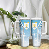 Uruguay Football Tumbler With Handle Sky Blue Soccer - Road To Champion