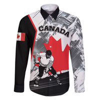 Canada Hockey Family Matching Long Sleeve Bodycon Dress and Hawaiian Shirt Maple Leaf Sport Style