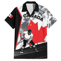 Canada Hockey Family Matching Off Shoulder Short Dress and Hawaiian Shirt Maple Leaf Sport Style