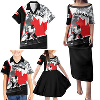 Canada Hockey Family Matching Puletasi and Hawaiian Shirt Maple Leaf Sport Style
