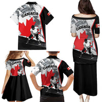 Canada Hockey Family Matching Puletasi and Hawaiian Shirt Maple Leaf Sport Style