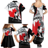 Canada Hockey Family Matching Summer Maxi Dress and Hawaiian Shirt Maple Leaf Sport Style
