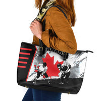 Canada Hockey Leather Tote Bag Maple Leaf Sport Style