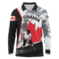 Canada Hockey Long Sleeve Polo Shirt Maple Leaf Sport Style