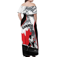 Canada Hockey Off Shoulder Maxi Dress Maple Leaf Sport Style