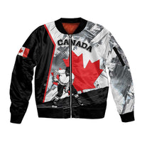 Canada Hockey Sleeve Zip Bomber Jacket Maple Leaf Sport Style