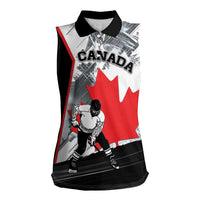 Canada Hockey Women Sleeveless Polo Shirt Maple Leaf Sport Style