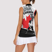 Canada Hockey Women Sleeveless Polo Shirt Maple Leaf Sport Style