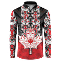 Personalised Canada Maple Leaf Button Sweatshirt Haida Totem Inspired Art