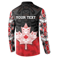 Personalised Canada Maple Leaf Button Sweatshirt Haida Totem Inspired Art
