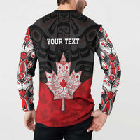 Personalised Canada Maple Leaf Button Sweatshirt Haida Totem Inspired Art