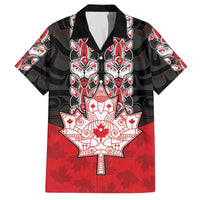 Personalised Canada Maple Leaf Family Matching Off The Shoulder Long Sleeve Dress and Hawaiian Shirt Haida Totem Inspired Art