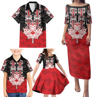 Personalised Canada Maple Leaf Family Matching Puletasi and Hawaiian Shirt Haida Totem Inspired Art